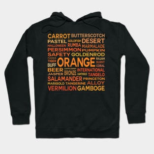 Word Cloud - Shades of Orange (Black Background) Hoodie